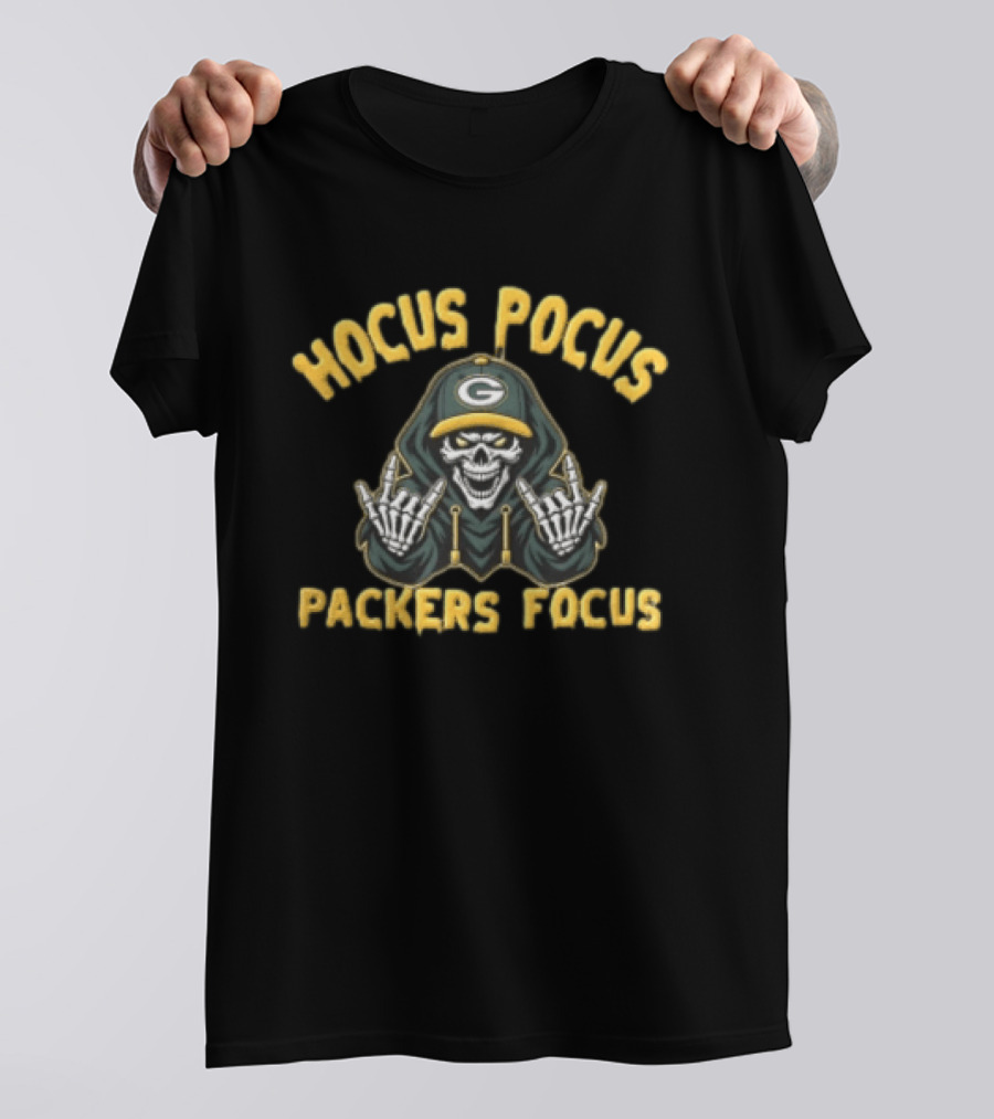 Hocus Pocus Packers Focus Skull Green Bay Packers Fan Gear T-Shirt