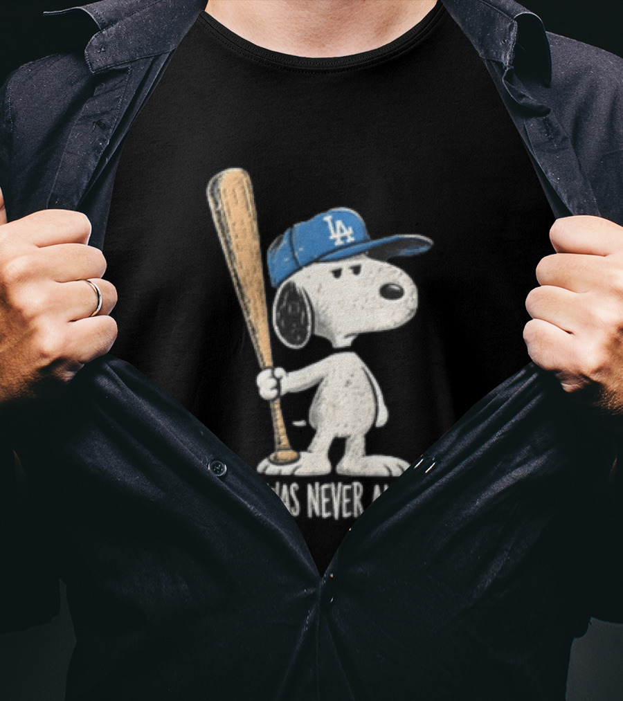 Los Angeles Dodgers Snoopy Bunting Was Never An Option Cartoon Baseball Bat T-Shirt