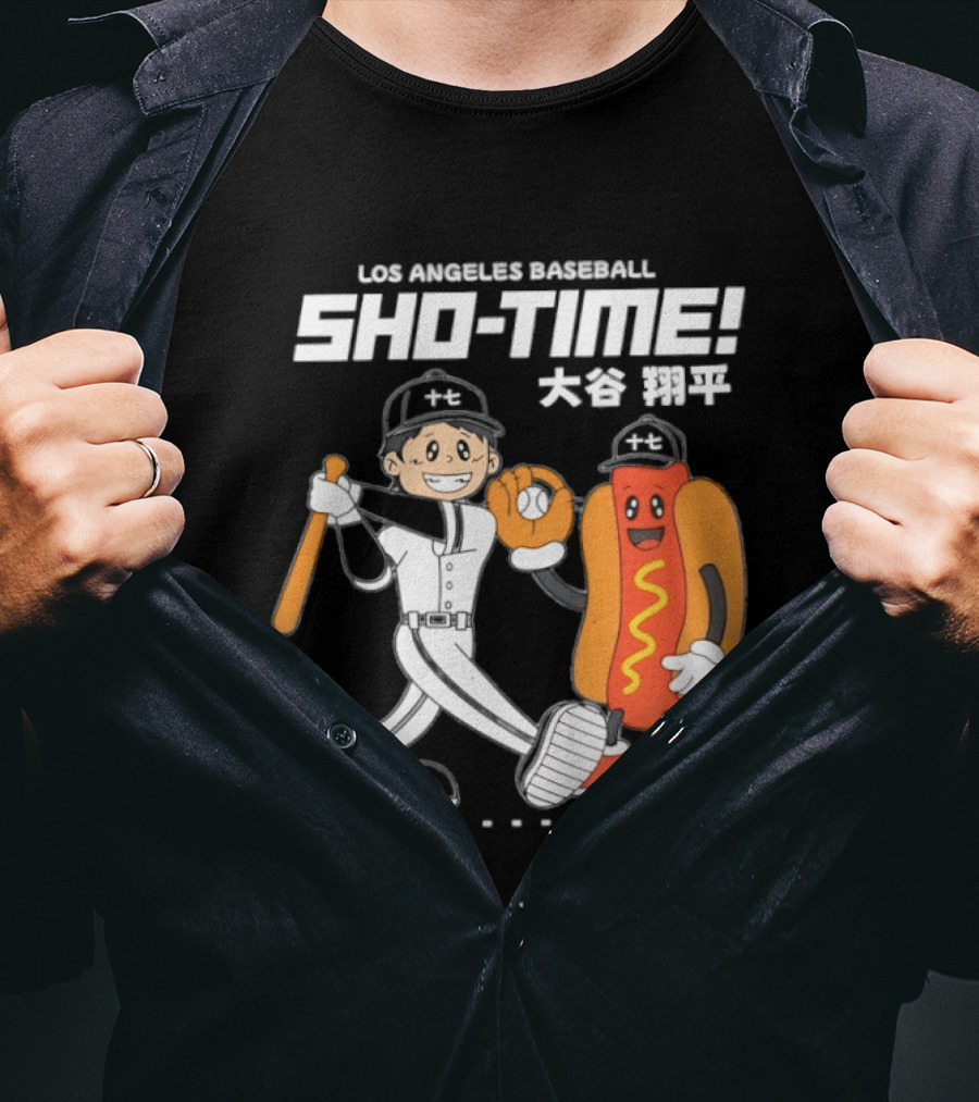 Los Angeles Baseball Sho Time Shohei Ohtani Hotdog T-Shirt