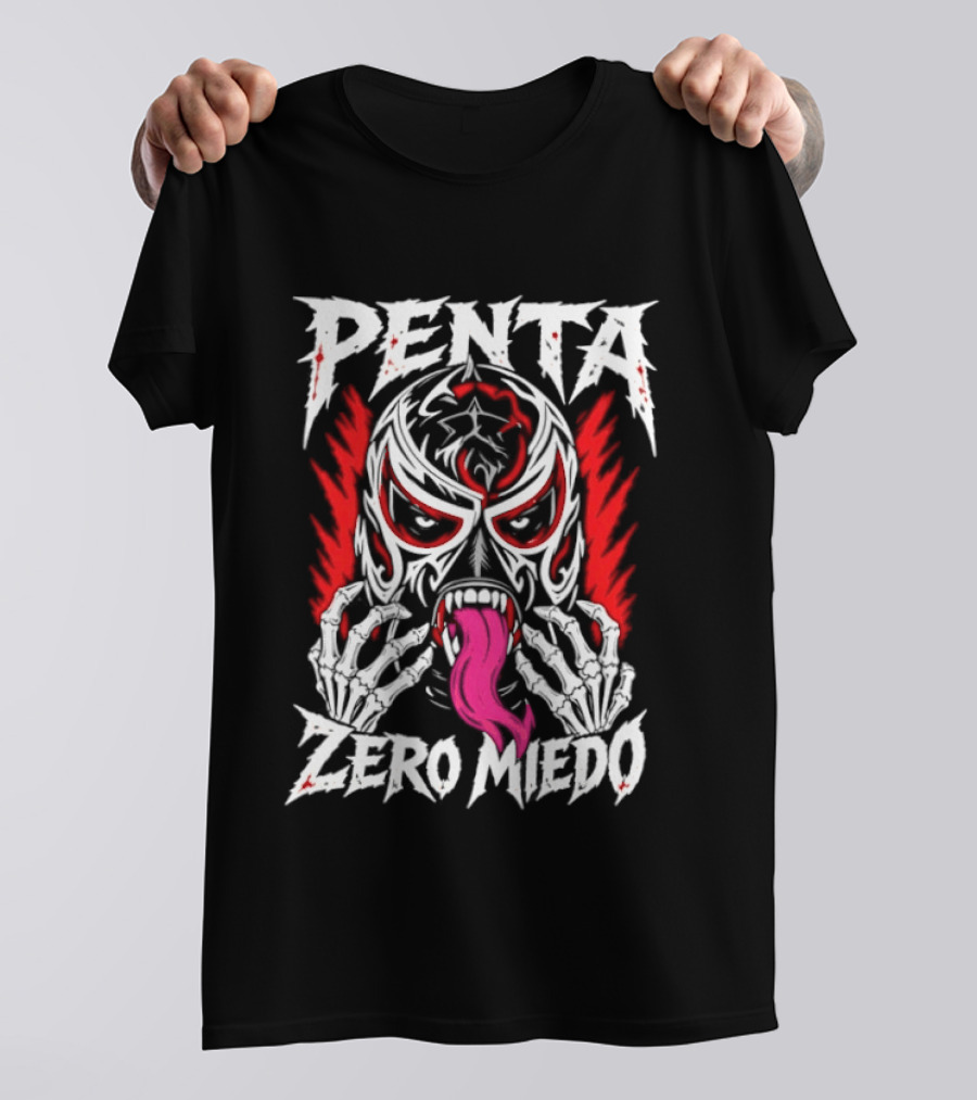 Penta El Zero Miedo Mask Long Tongue Wrestling T-Shirt