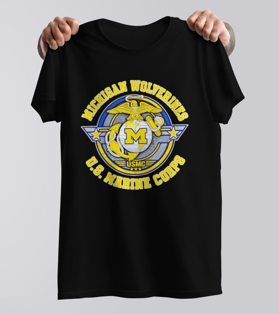 Michigan Wolverines US Marine Corps USMC Semper Fidelis T-Shirt