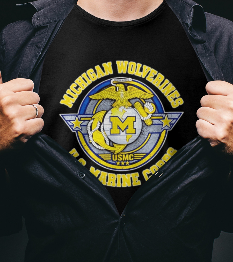 Michigan Wolverines US Marine Corps USMC Semper Fidelis T-Shirt