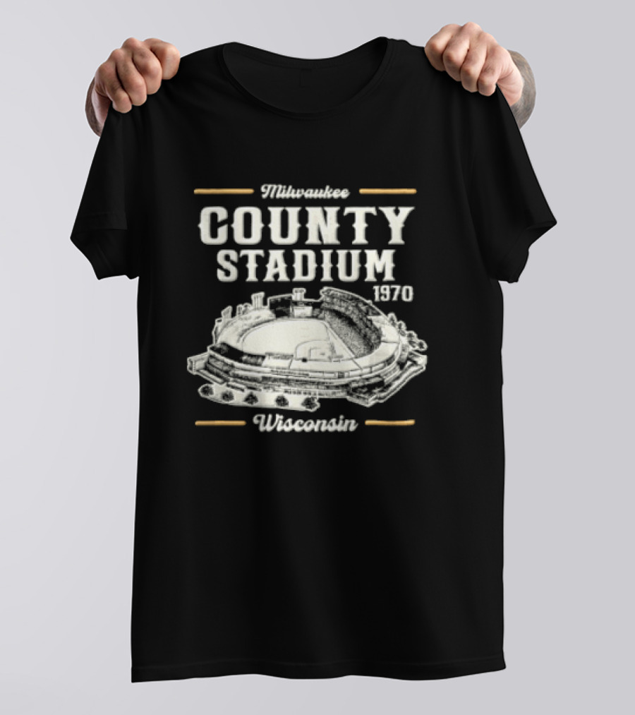 Milwaukee County Stadium 1970 Wisconsin Baseball Stadium T-Shirt