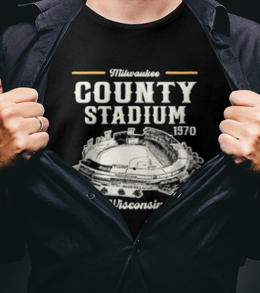 Milwaukee County Stadium 1970 Wisconsin Baseball Stadium T-Shirt