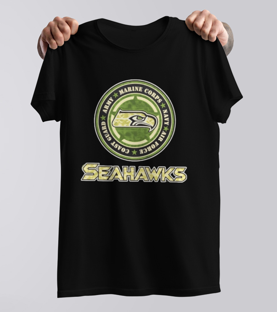 Seattle Seahawks Military Tribute Army Marine Corps Navy Air Force Coast Guard T-Shirt