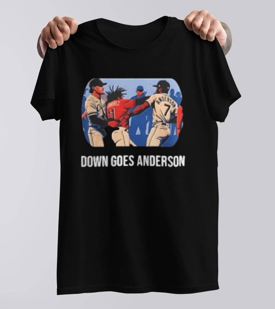 MLB Jose Ramirez Vs Tim Anderson Down Goes Anderson Baseball Fight T-Shirt