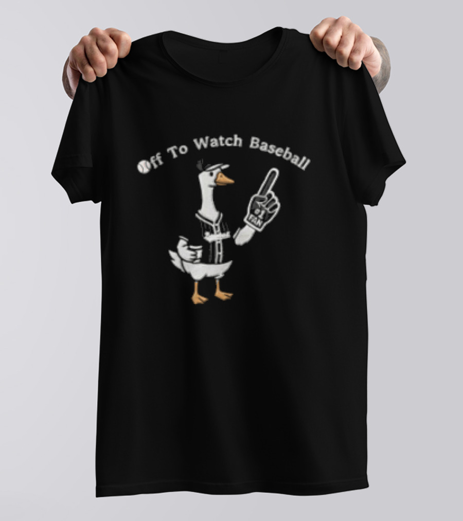 Off To Baseball Goose Wearing Baseball Uniform Pointing T-Shirt