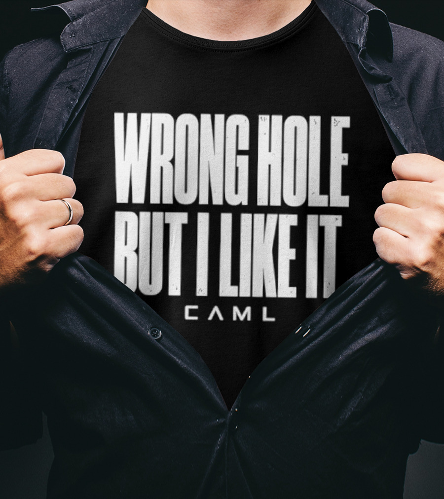 Wrong Hole But I Like It Distressed Sarcastic Saying CAML T-Shirt