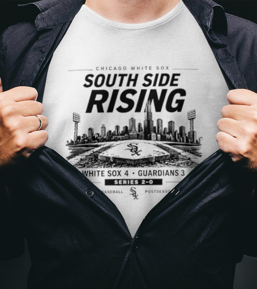 Chicago White Sox South Side Rising October Baseball Postseason White Sox 4 Guardians 3 T-Shirt