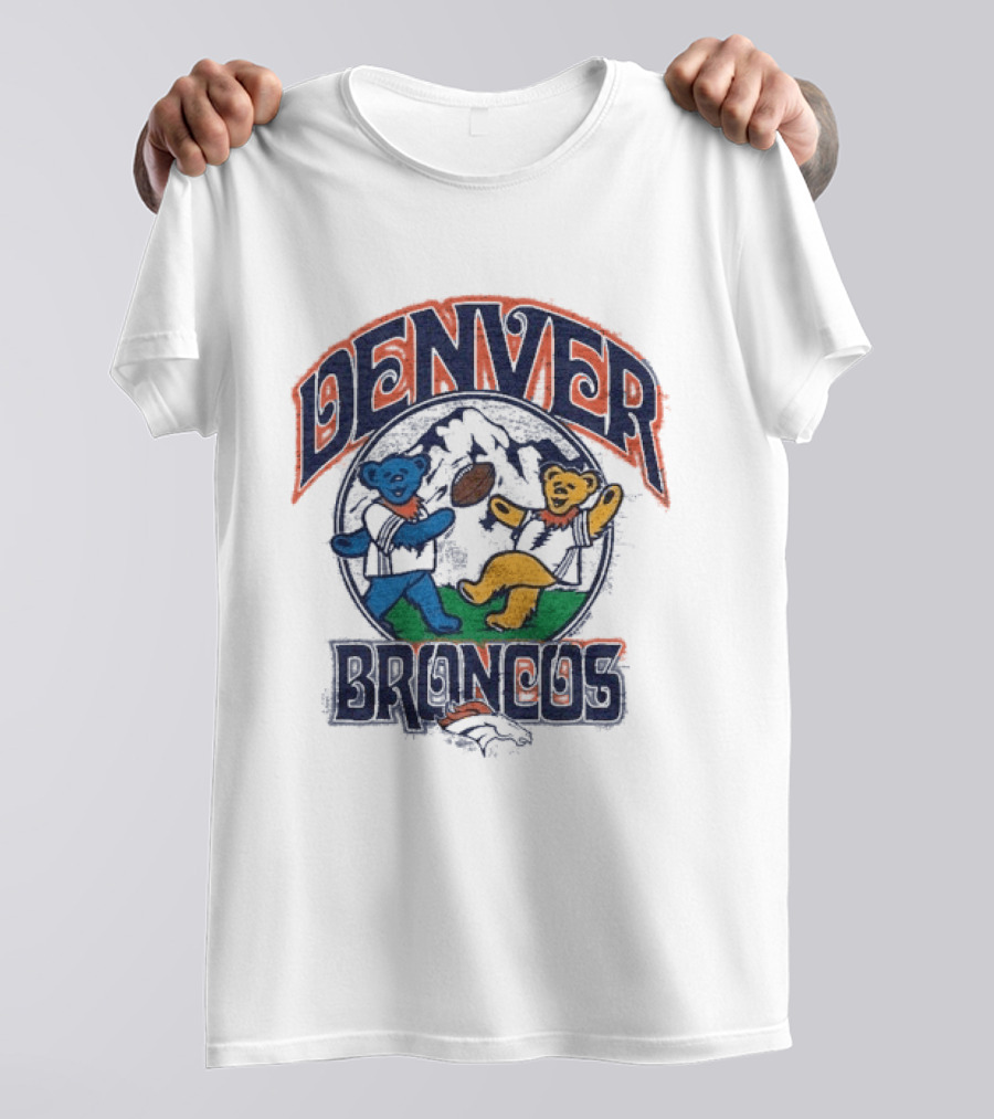 Denver Broncos Grateful Dead Dancing Bears Football T-Shirt