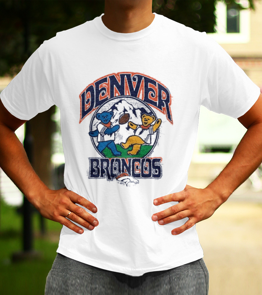 Denver Broncos Grateful Dead Dancing Bears Football T-Shirt