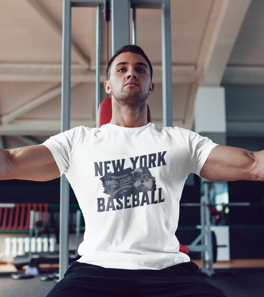 New York Baseball Official League Player Swinging Bat T-Shirt