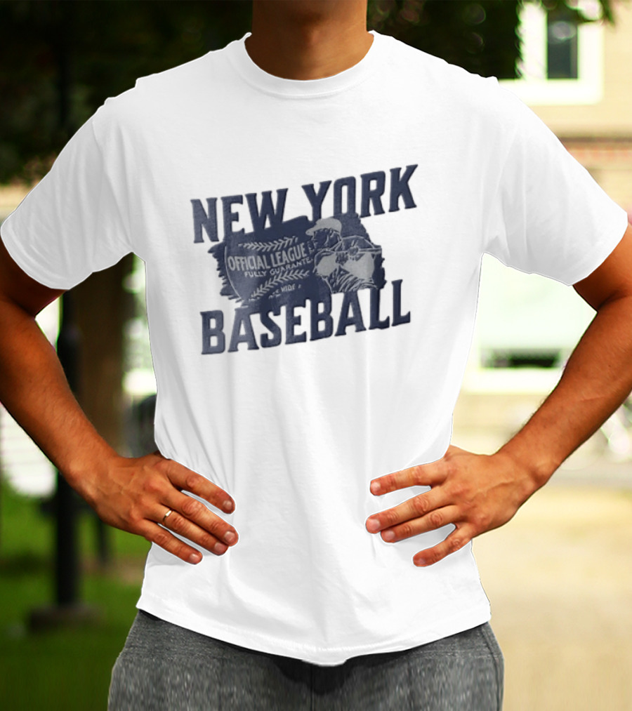 New York Baseball Official League Player Swinging Bat T-Shirt