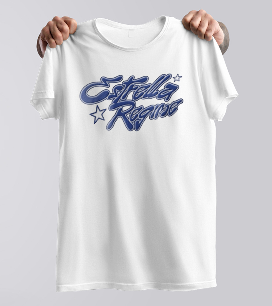 Estrella Regime Blue Cursive Script Star Streetwear Fashion T-Shirt