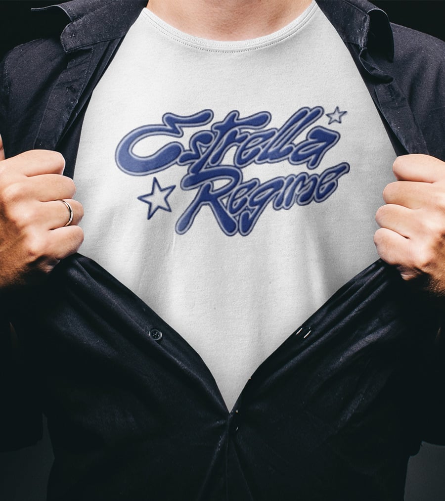 Estrella Regime Blue Cursive Script Star Streetwear Fashion T-Shirt