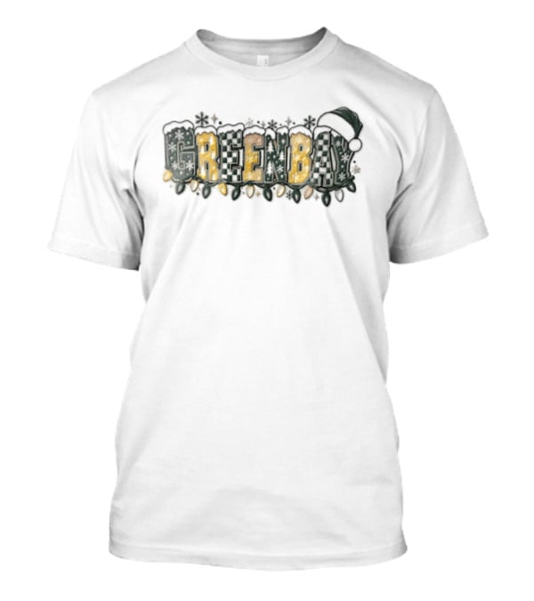 Green Bay Packers Santa Hat Snow Lights Christmas T-Shirt