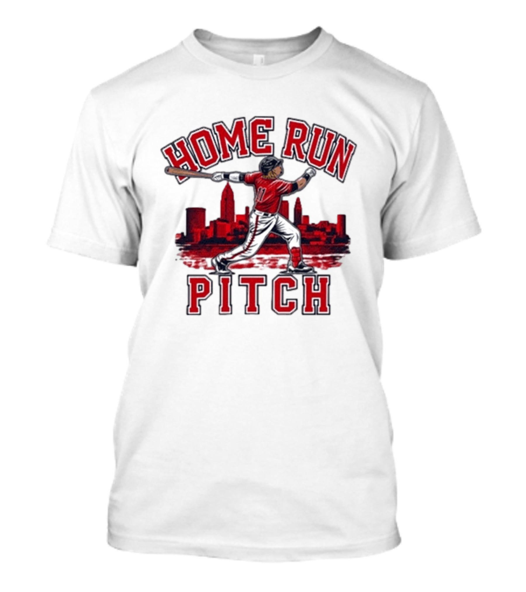 Home Run Pitch City Batter Red Skyline Sports T-Shirt