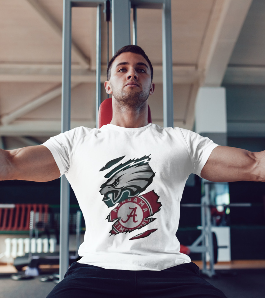 Philadelphia Eagles Alabama Crimson Tide Distressed Fan Gear T-Shirt