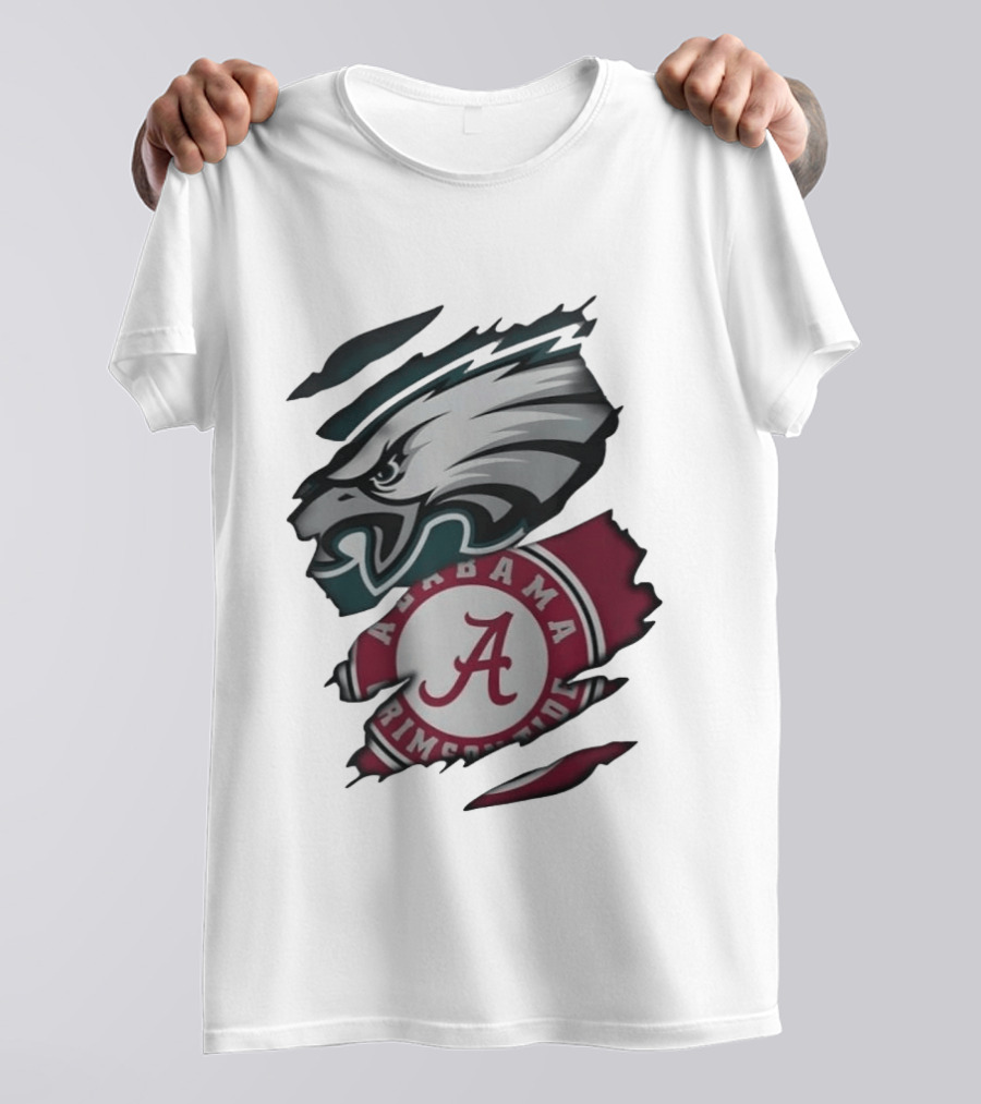 Philadelphia Eagles Alabama Crimson Tide Distressed Fan Gear T-Shirt