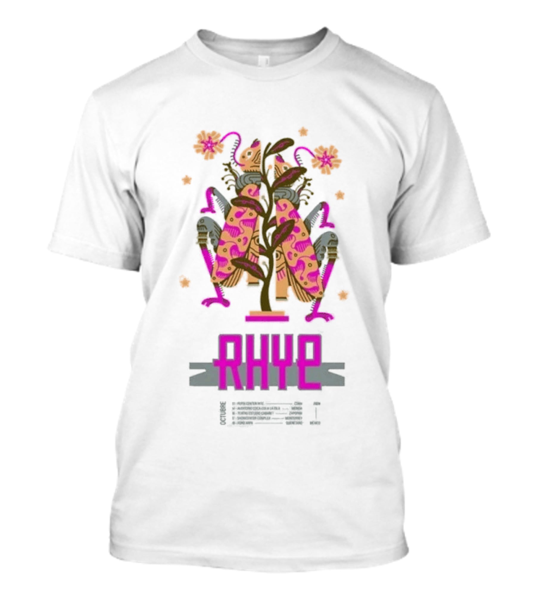 Rhye X Chepeshepe Mexico Tour 2026 Vibrant Floral And Creature Motif T-Shirt