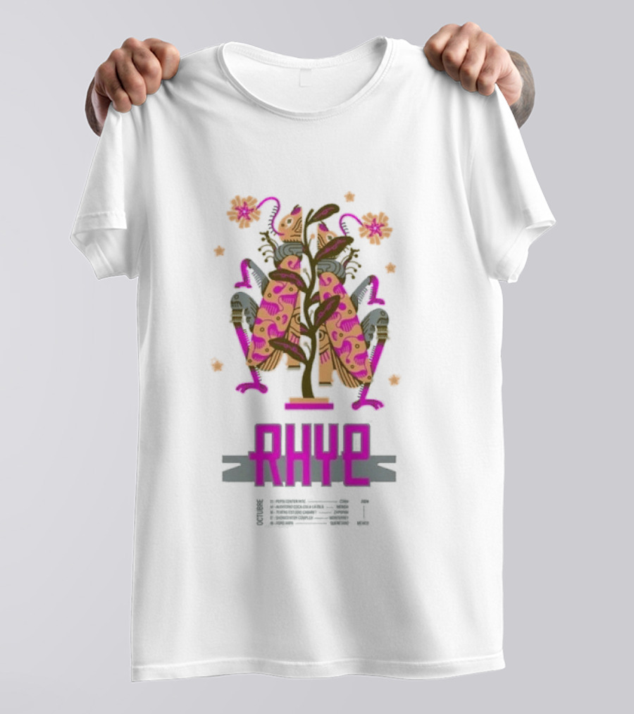Rhye X Chepeshepe Mexico Tour 2026 Vibrant Floral And Creature Motif T-Shirt