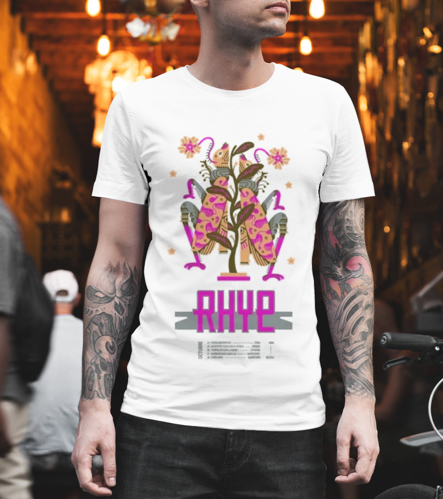 Rhye X Chepeshepe Mexico Tour 2026 Vibrant Floral And Creature Motif T-Shirt