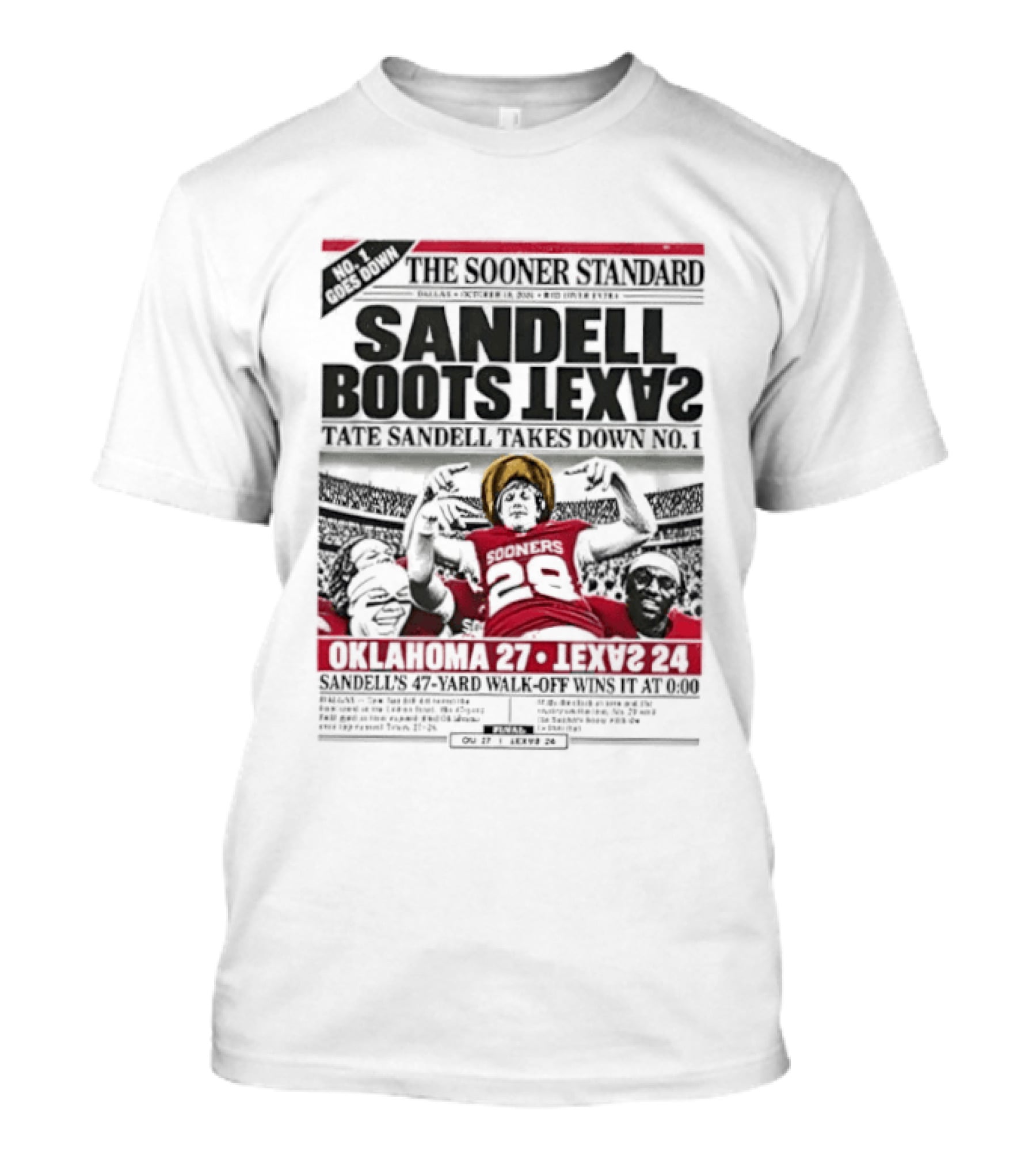 The Sooner Standard Sandell Boots Texas Oklahoma 28 Texas 20 T-Shirt