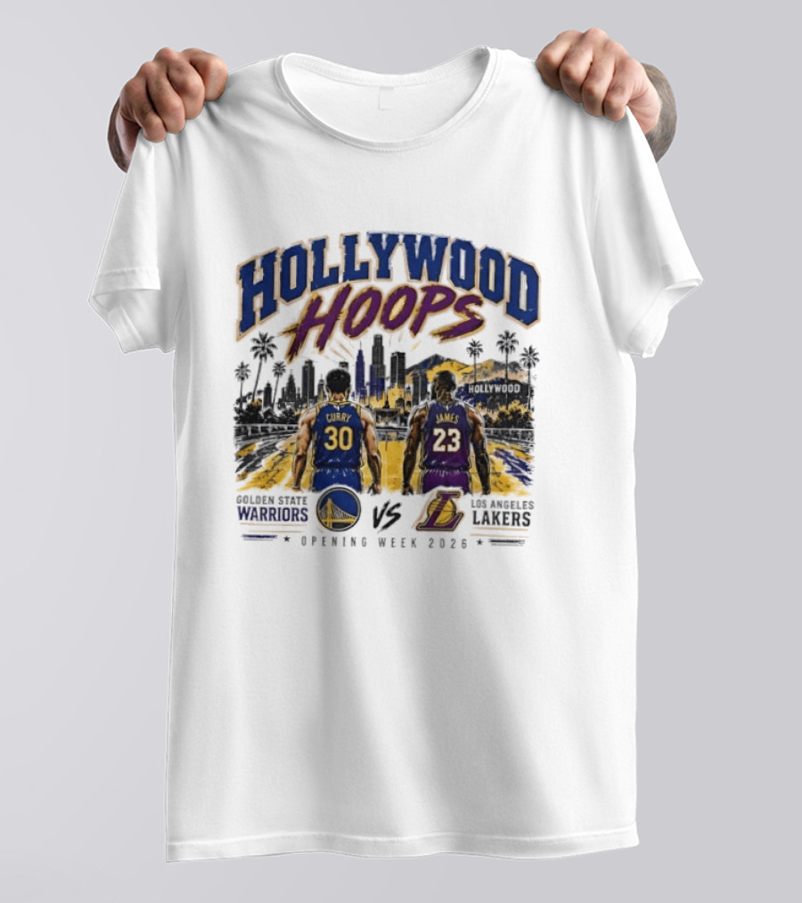 Hollywood Hoops Golden State Warriors Vs Los Angeles Lakers Opening Week 2023 Curry 30 James 23 T-Shirt