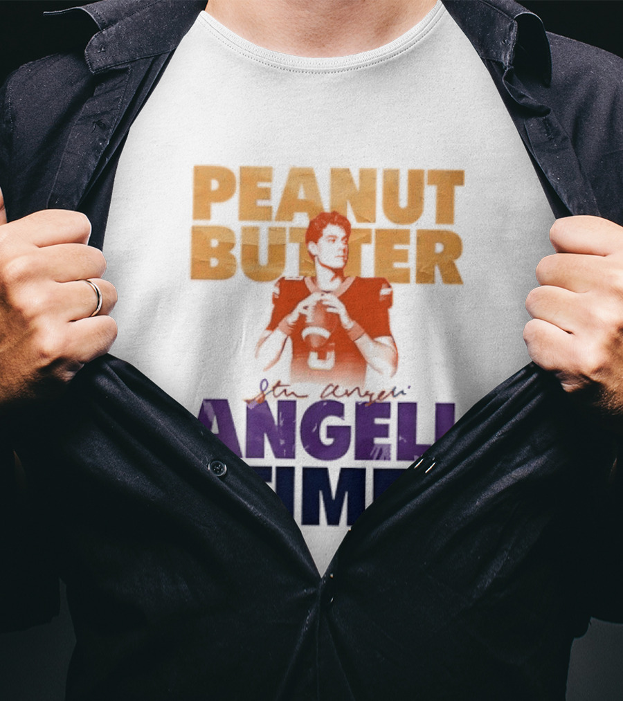 Peanut Butter Steve Angeli Time Football Player Holding Ball T-Shirt