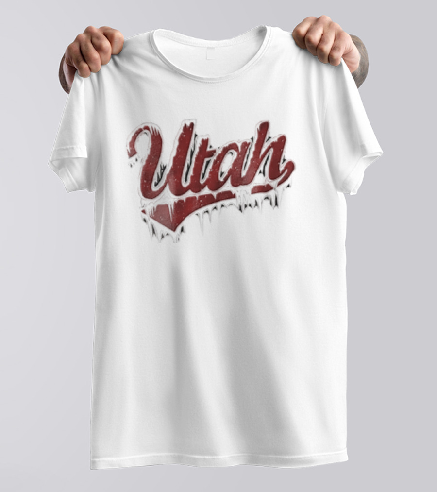 Utah Icy Snow Icicles Script Retro Style Dripping Lettering T-Shirt