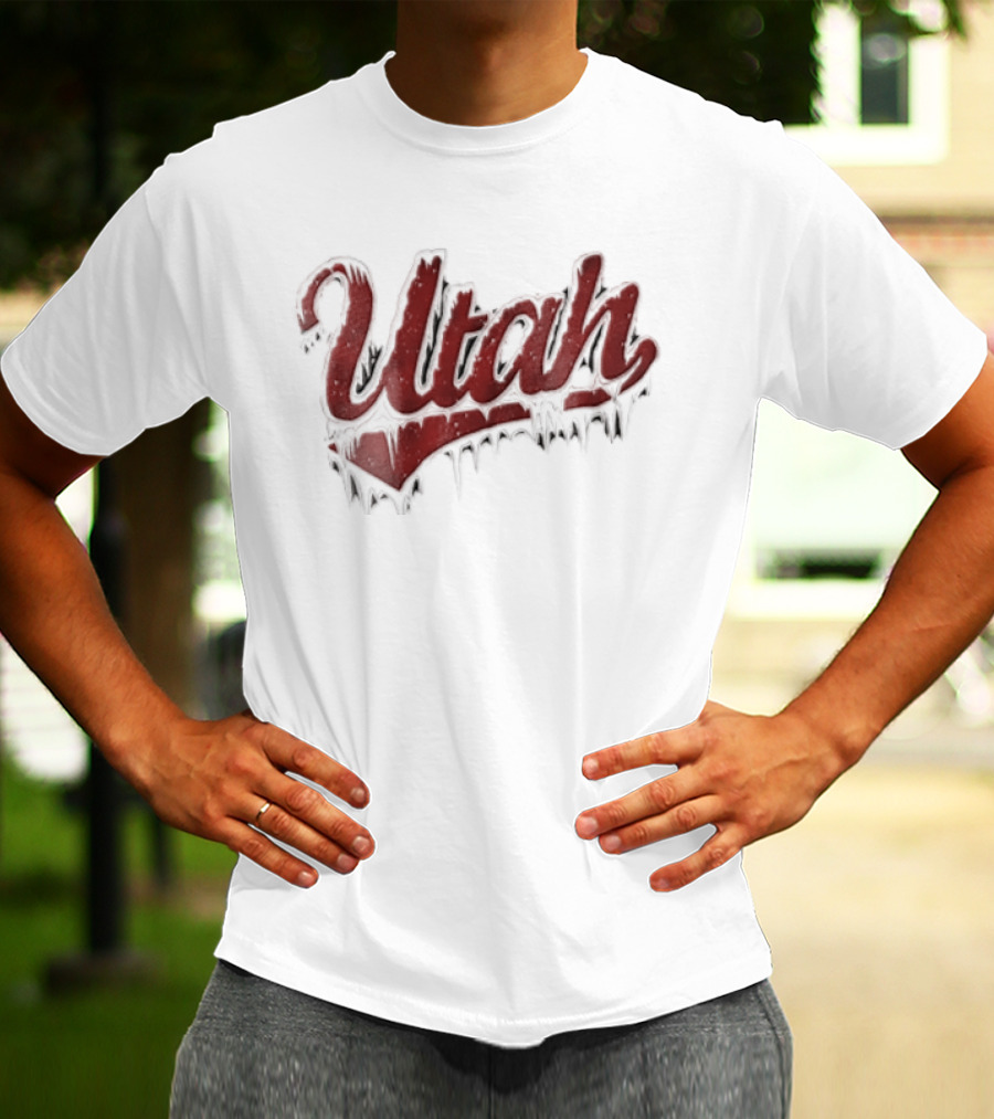 Utah Icy Snow Icicles Script Retro Style Dripping Lettering T-Shirt
