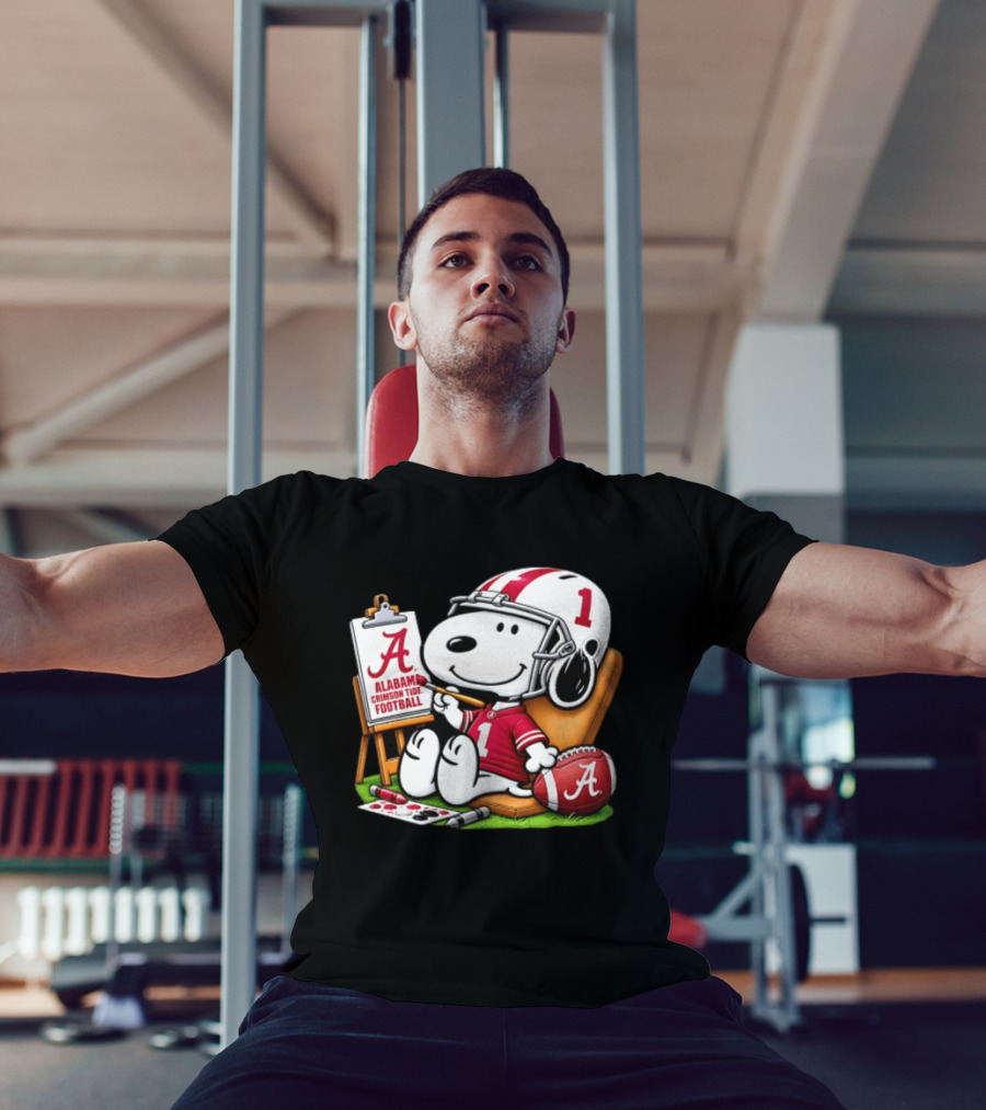 Alabama Crimson Tide Football Snoopy Painting Easel Brush Helmet Number One T-Shirt