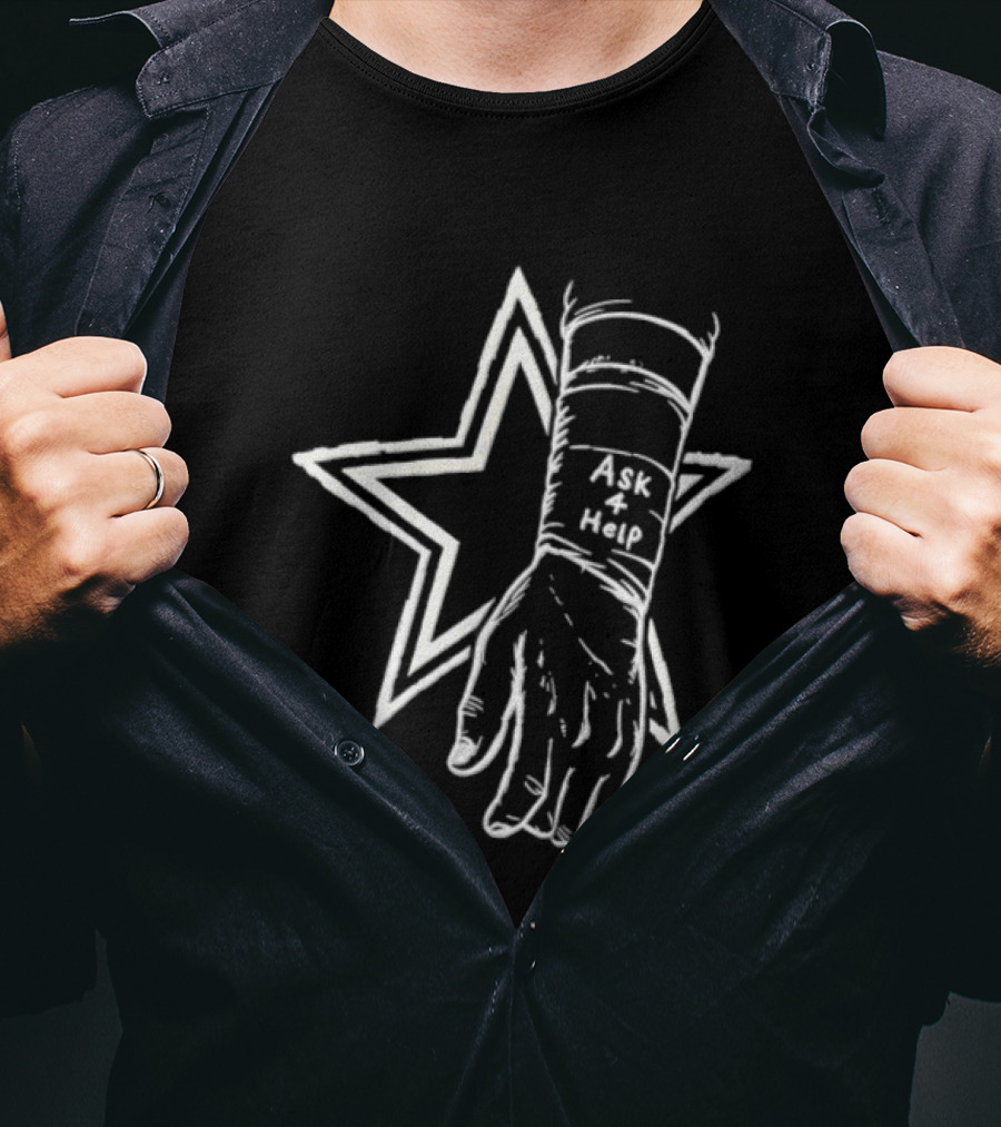 Ask 4 Help Arm Cast Star Dallas Cowboys T-Shirt