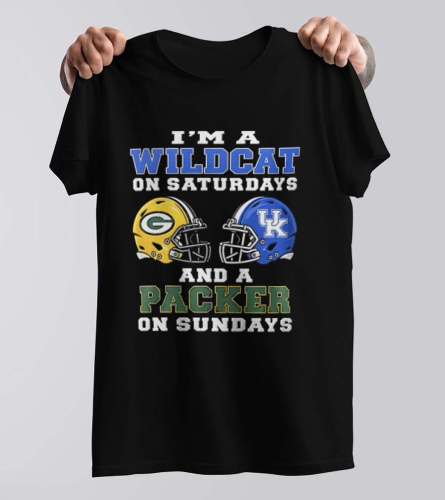 Wildcat Saturdays Packer Sundays Football Fans Kentucky Wisconsin T-Shirt