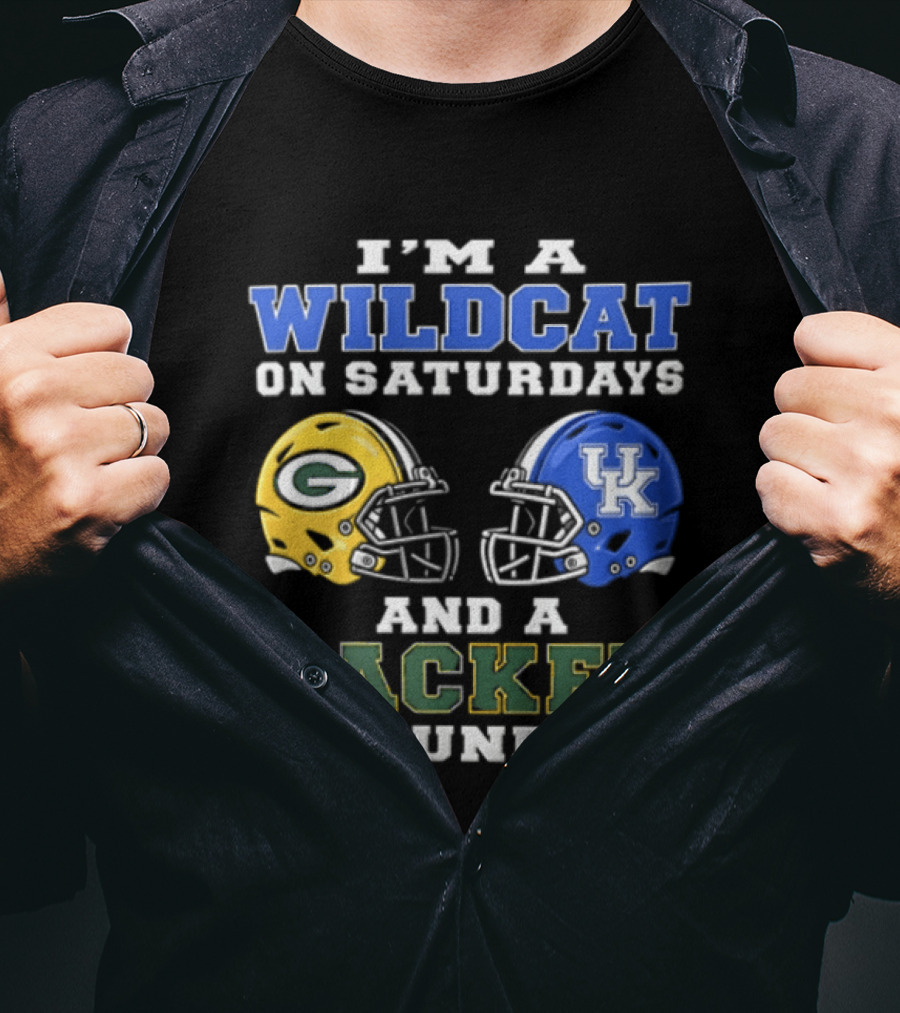 Wildcat Saturdays Packer Sundays Football Fans Kentucky Wisconsin T-Shirt