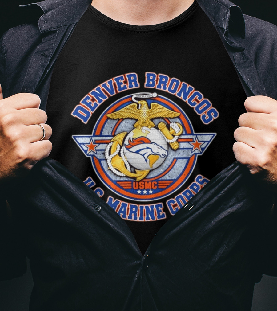 Denver Broncos US Marine Corps Semper Fidelis USMC T-Shirt