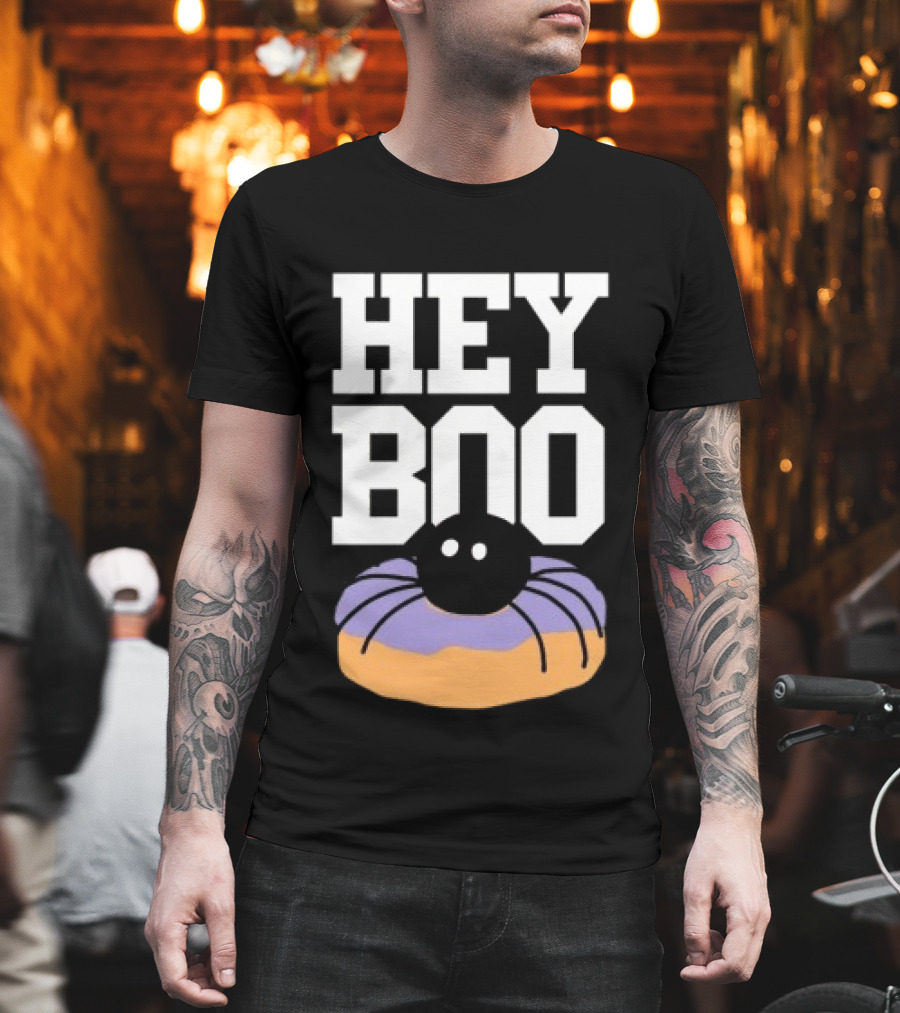 Hey Boo Spider On Donut Halloween Fun T-Shirt