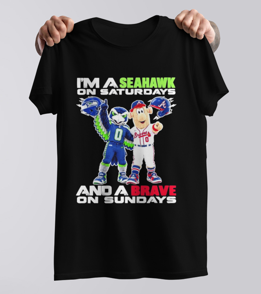 I'm A Seahawk On Saturdays And A Brave On Sundays T-Shirt