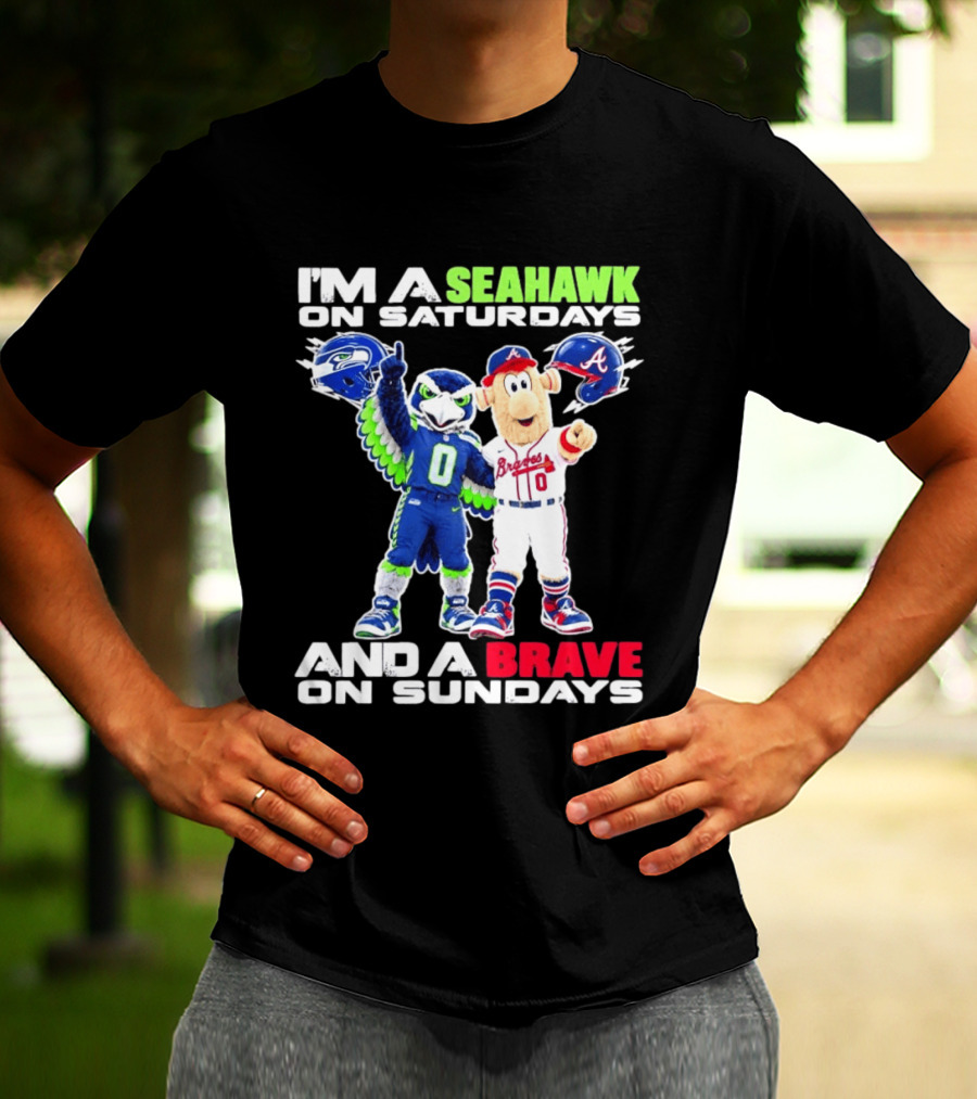 I'm A Seahawk On Saturdays And A Brave On Sundays T-Shirt