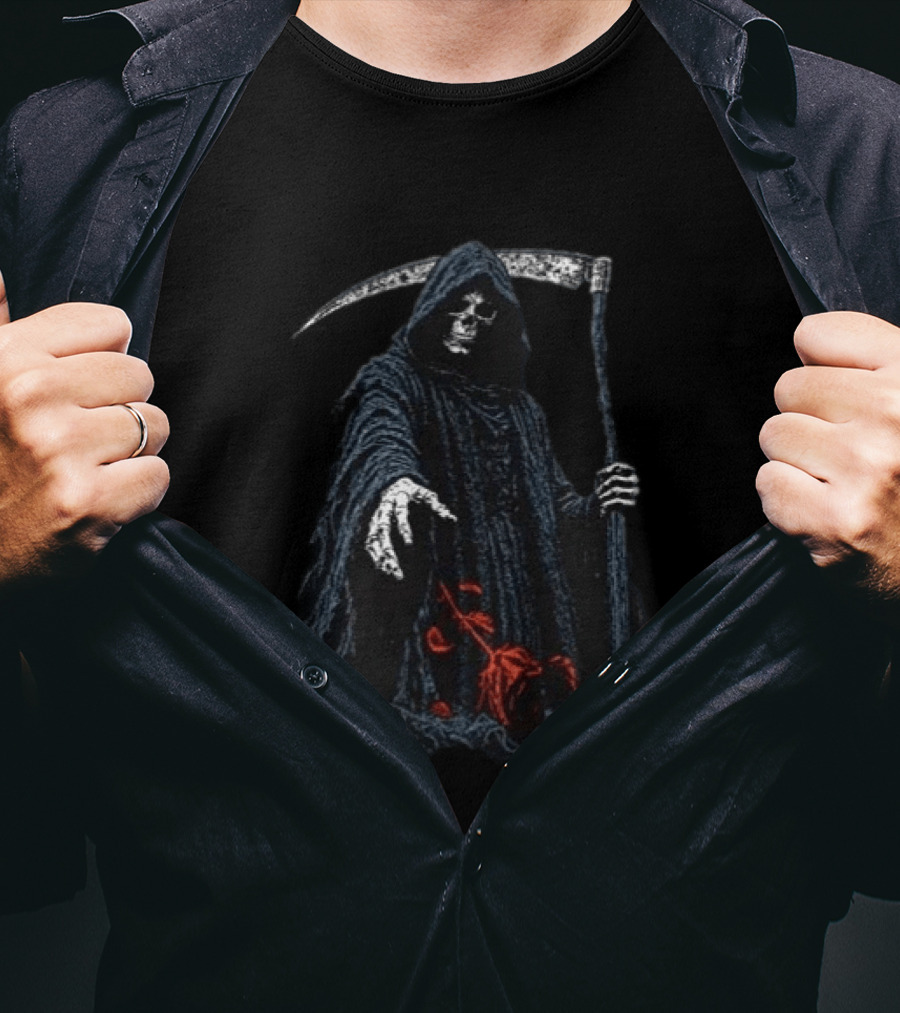 Original Memphis May Fire EU And UK Tour 2027 Dates With Dead By April And Seven Blood Grim Reaper T-Shirt