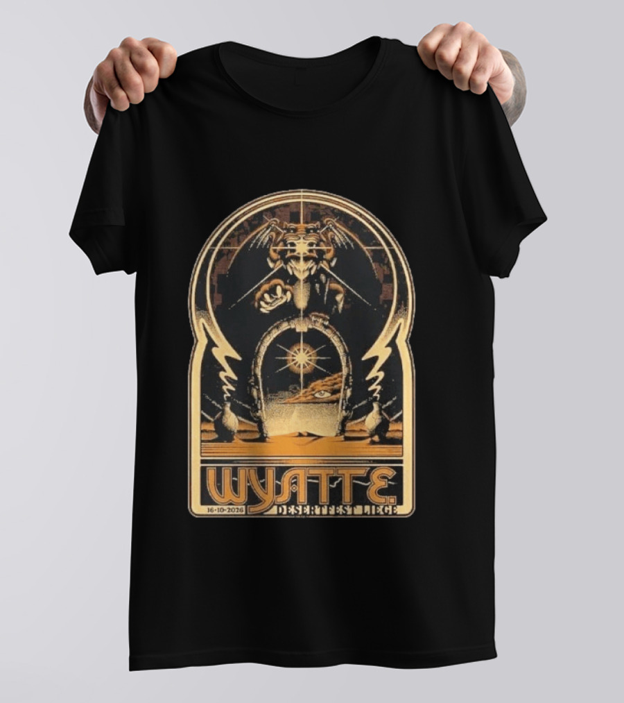 Wyatt E. Band Desertfest Belgium 2026 Liege October 16 Fantasy Dragon Portal Art Deco T-Shirt
