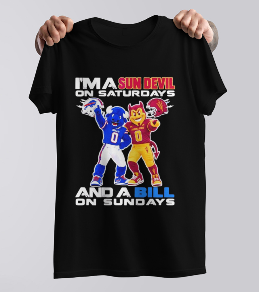 Arizona State Sun Devil Saturdays Buffalo Bills Sundays NFL College Football Fan T-Shirt