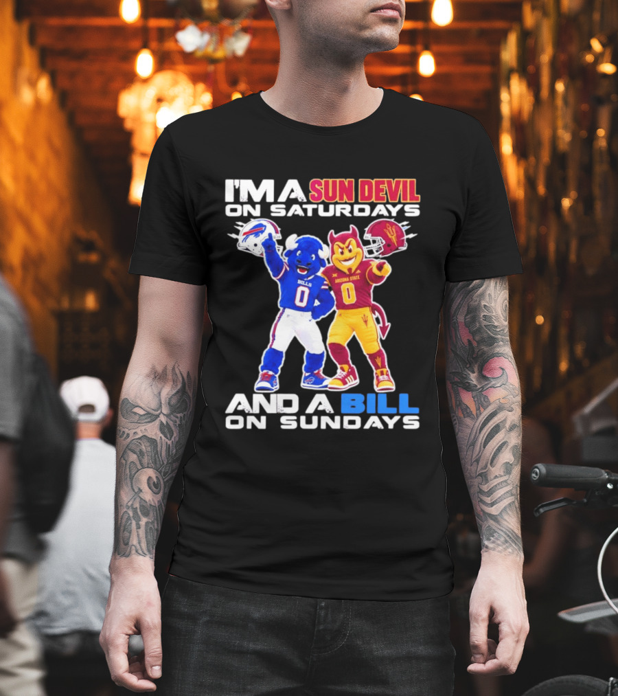 Arizona State Sun Devil Saturdays Buffalo Bills Sundays NFL College Football Fan T-Shirt