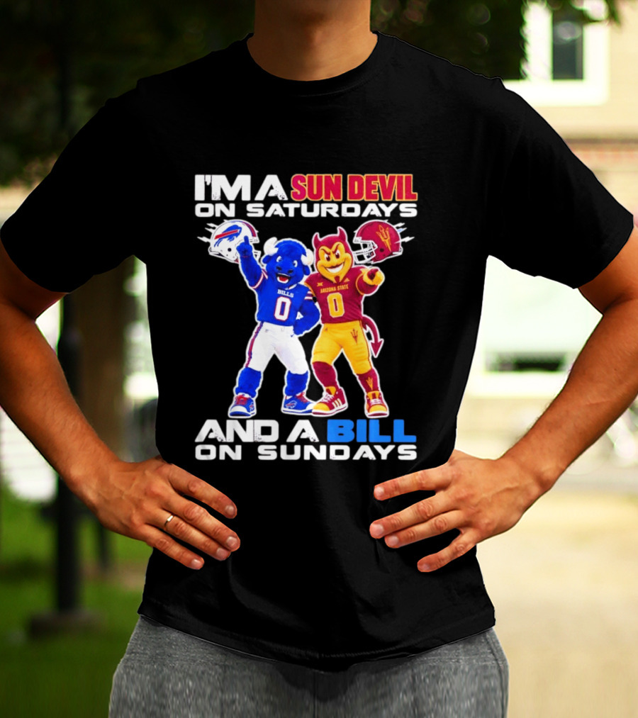 Arizona State Sun Devil Saturdays Buffalo Bills Sundays NFL College Football Fan T-Shirt