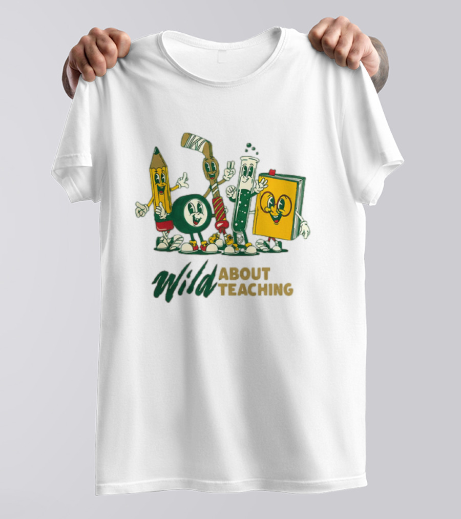 Wild About Teaching Pencil Crayon Book Test Tube Cartoons T-Shirt