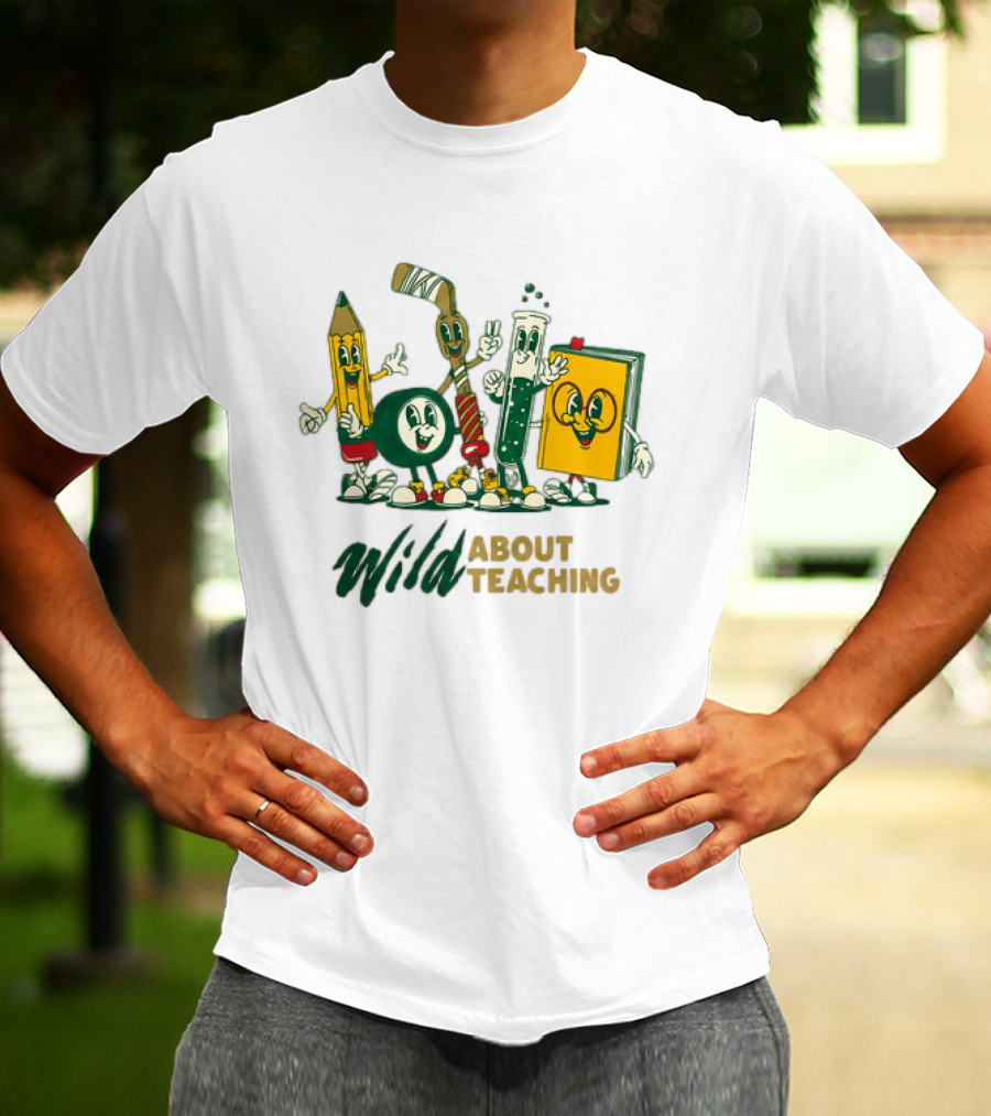 Wild About Teaching Pencil Crayon Book Test Tube Cartoons T-Shirt