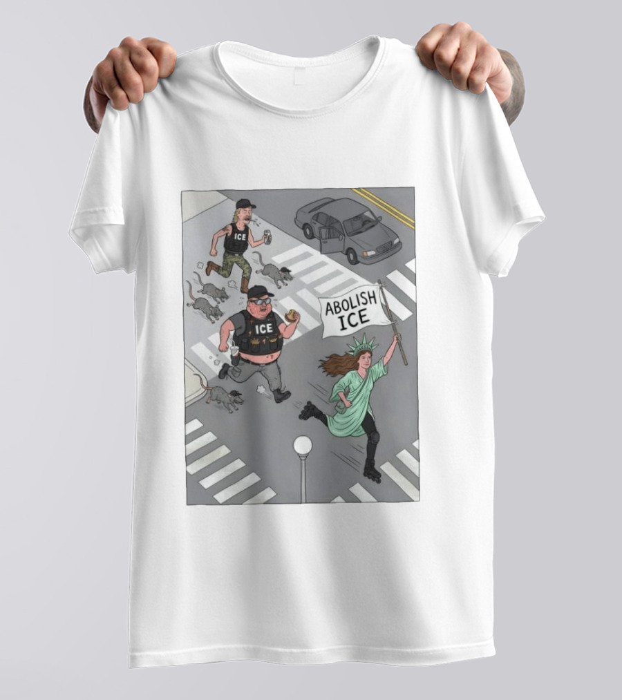 Abolish ICE Political Cartoon With Lady Liberty Protest T-Shirt