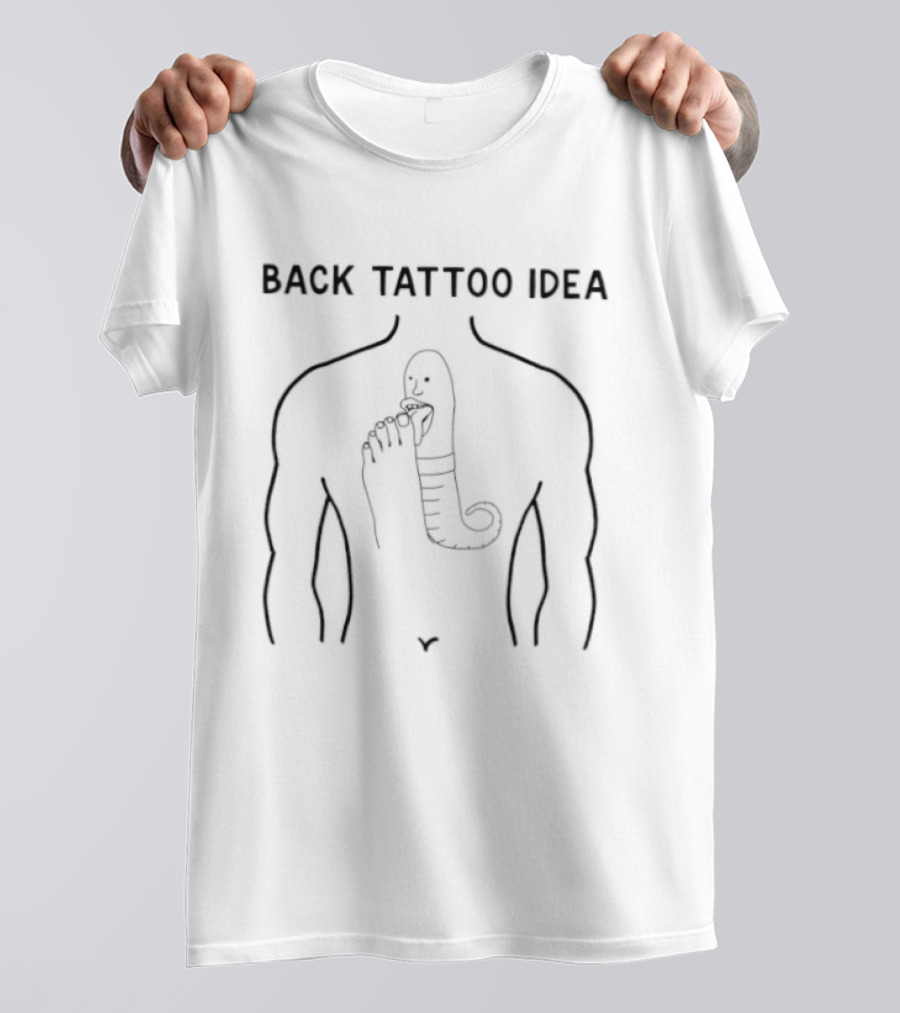 Back Tattoo Idea Worm Man Licking Foot Surreal Humor T-Shirt