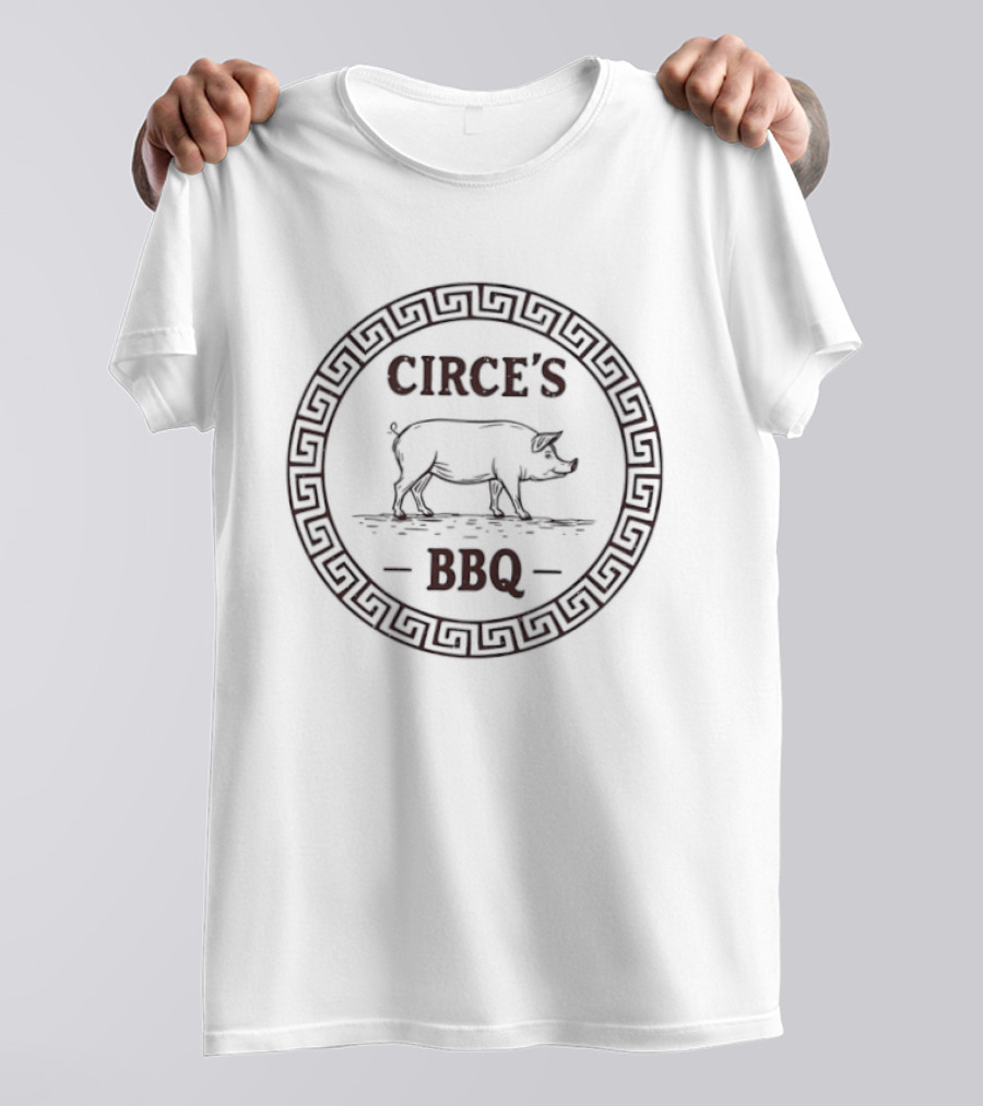 Circe's BBQ Pig Mythology Greek Key T-Shirt