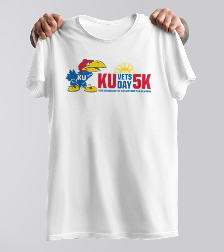 KU Vets Day 5K 40th Anniversary Of KU Vietnam War Memorial With Jayhawk Kansas T-Shirt